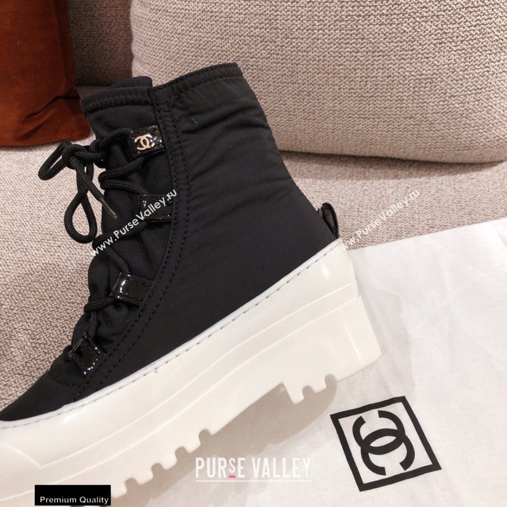 Chanel Lace-up Ankle Boots Black/White KL09 2020 (kaola-20112309)