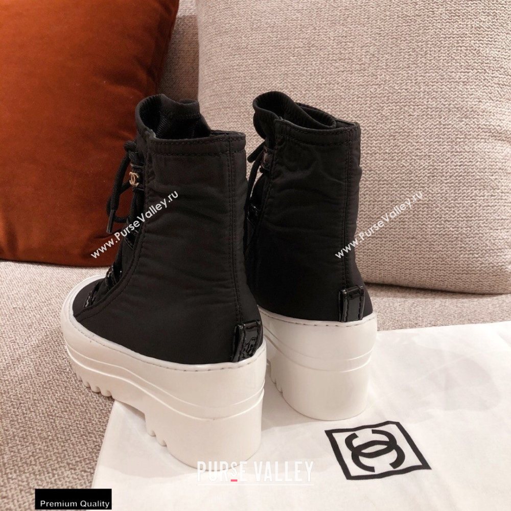 Chanel Lace-up Ankle Boots Black/White KL09 2020 (kaola-20112309)