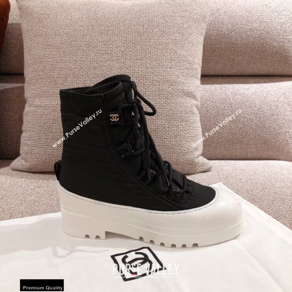 Chanel Lace-up Ankle Boots Black/White KL09 2020 (kaola-20112309)