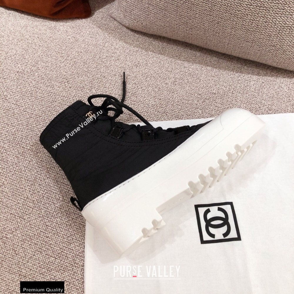 Chanel Lace-up Ankle Boots Black/White KL09 2020 (kaola-20112309)
