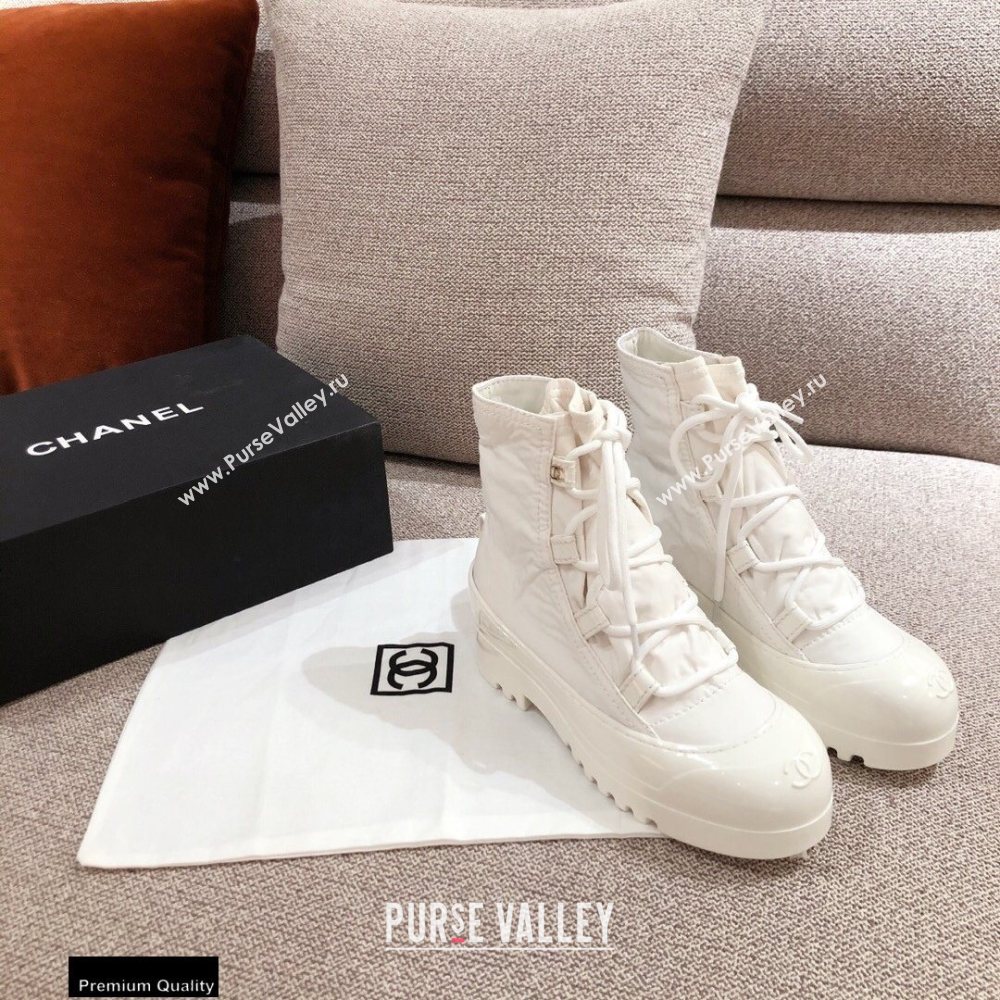 Chanel Lace-up Ankle Boots White KL10 2020 (kaola-20112310)