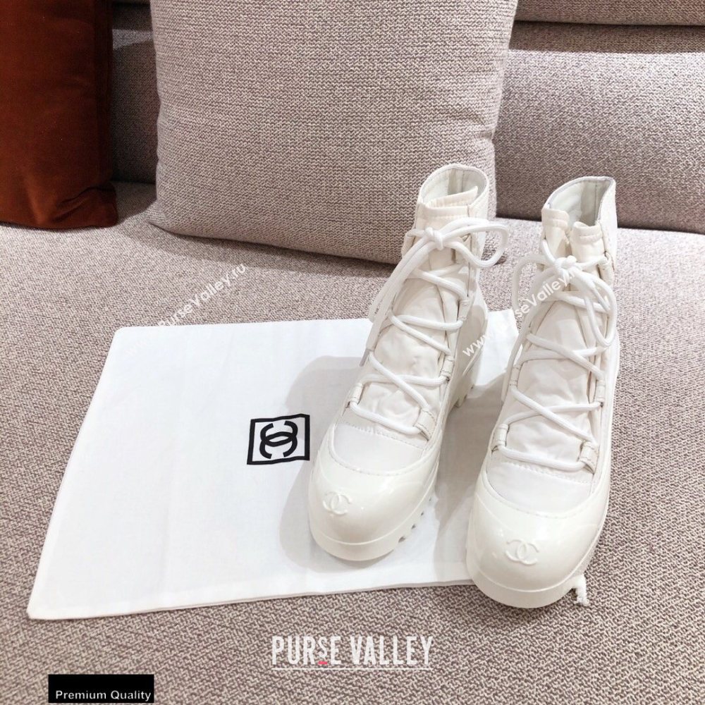 Chanel Lace-up Ankle Boots White KL10 2020 (kaola-20112310)
