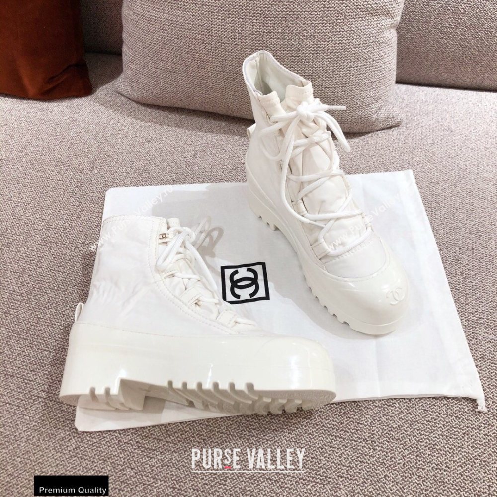 Chanel Lace-up Ankle Boots White KL10 2020 (kaola-20112310)