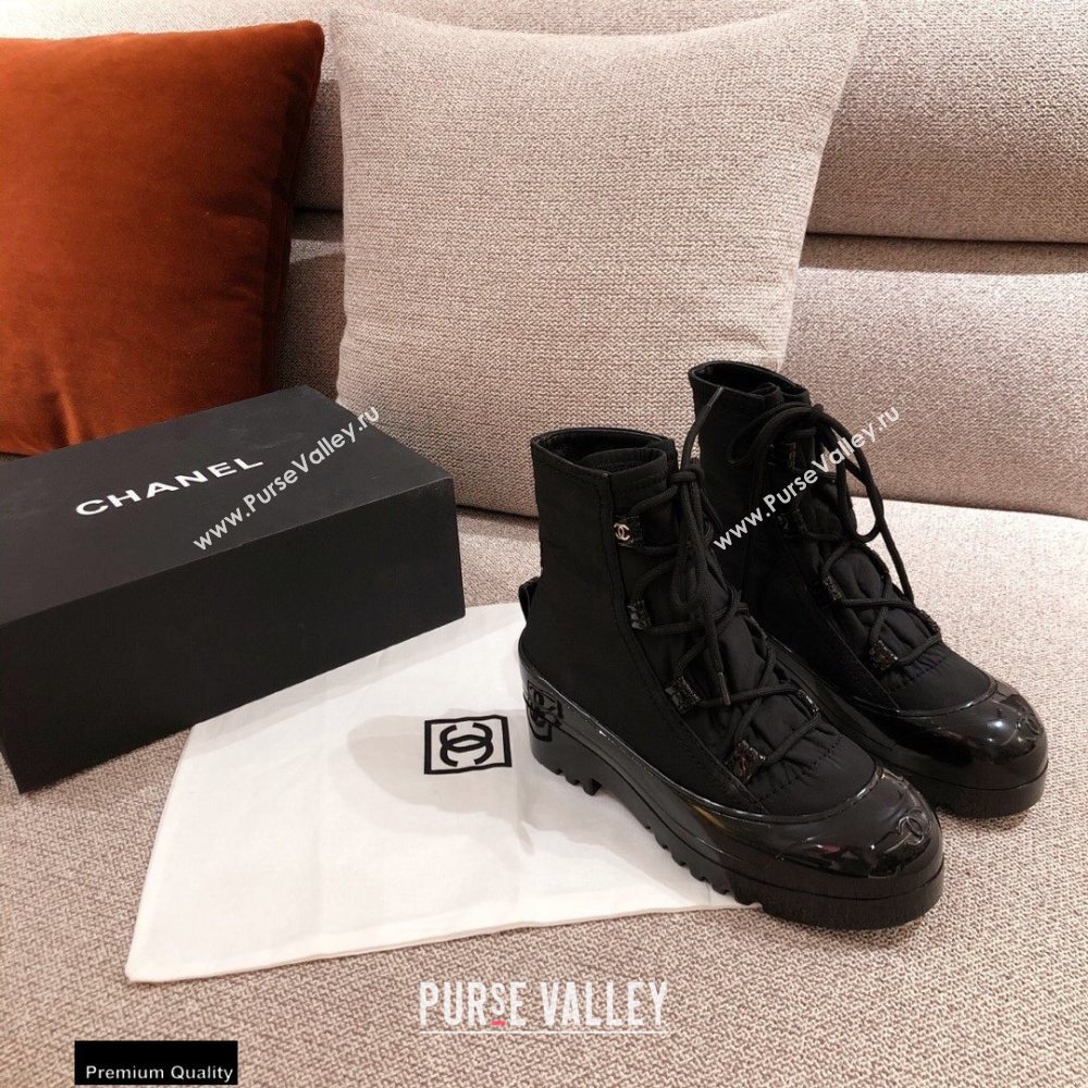 Chanel Lace-up Ankle Boots Black KL08 2020 (kaola-20112308)