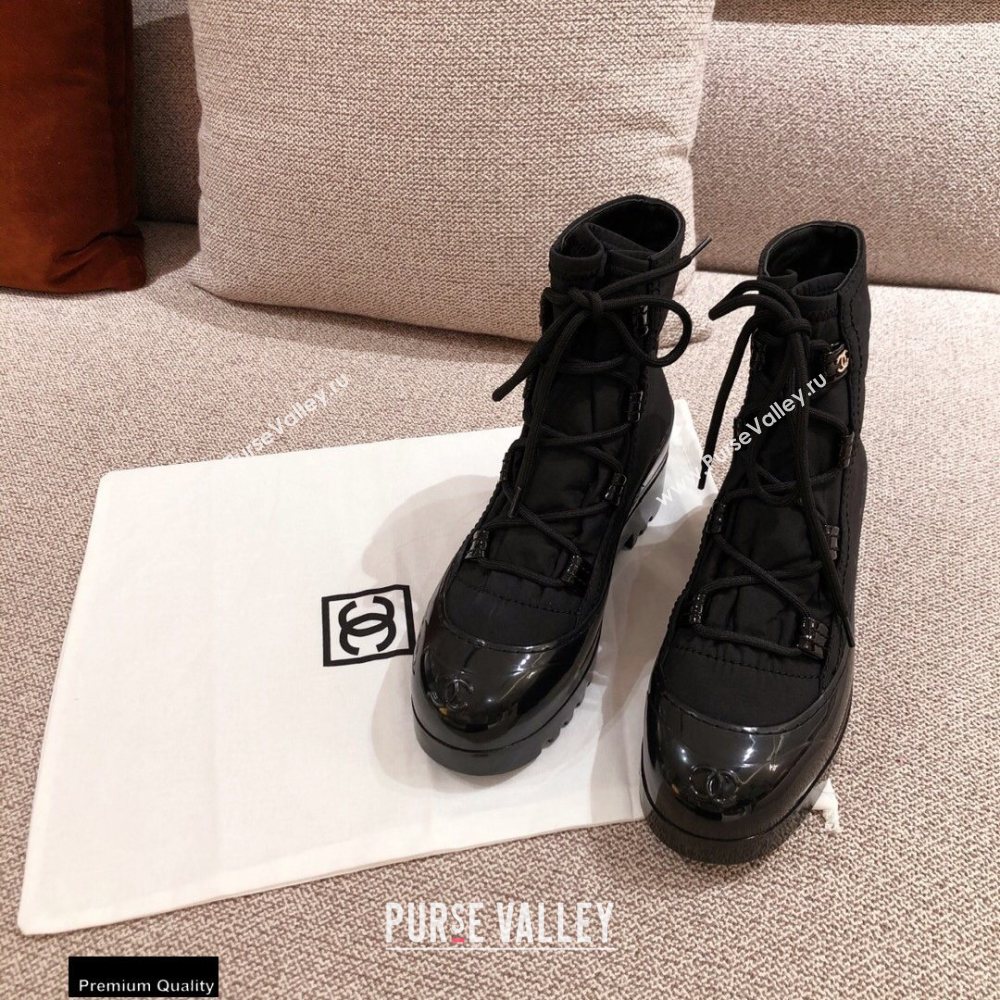 Chanel Lace-up Ankle Boots Black KL08 2020 (kaola-20112308)