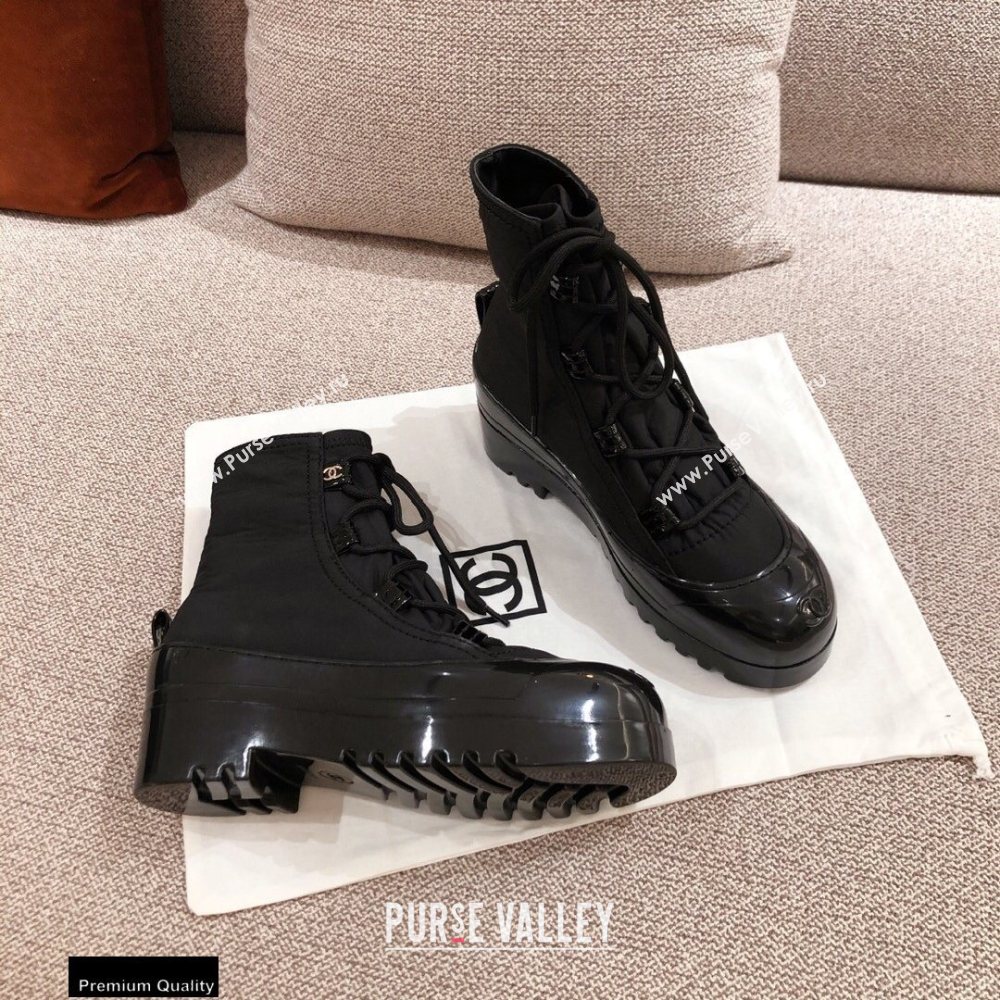 Chanel Lace-up Ankle Boots Black KL08 2020 (kaola-20112308)