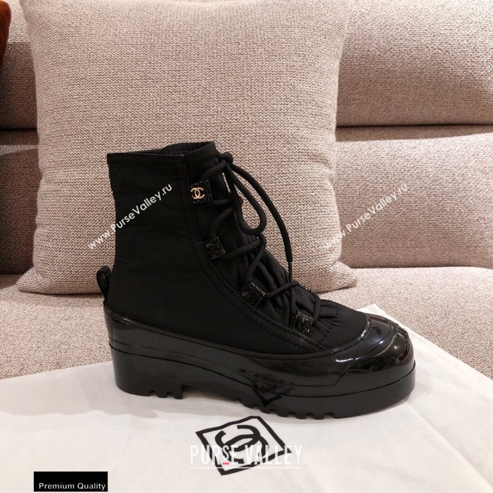 Chanel Lace-up Ankle Boots Black KL08 2020 (kaola-20112308)
