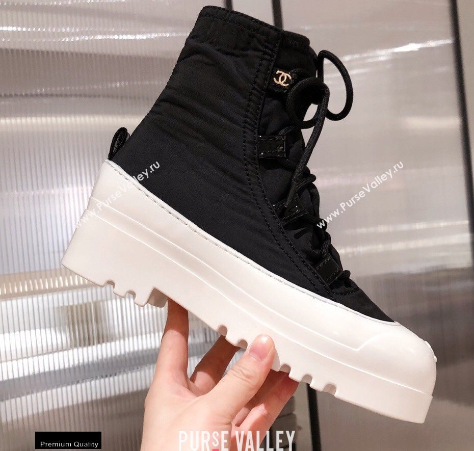 Chanel Lace-up Ankle Boots Black/White KL09 2020 (kaola-20112309)