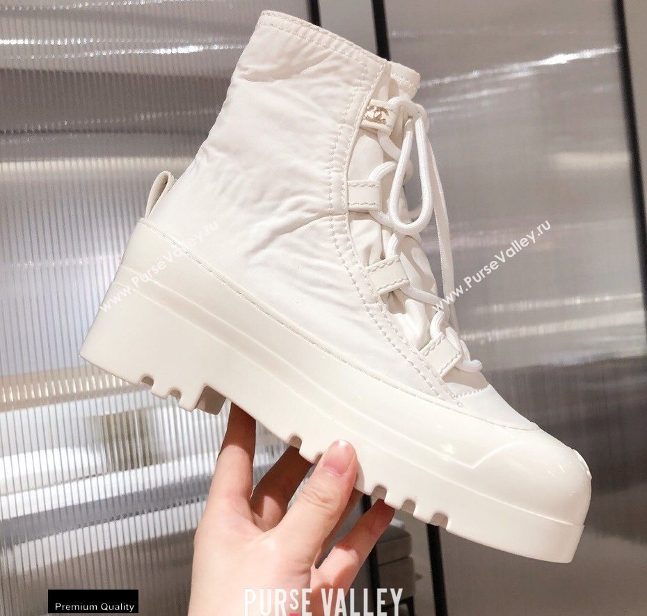 Chanel Lace-up Ankle Boots White KL10 2020 (kaola-20112310)