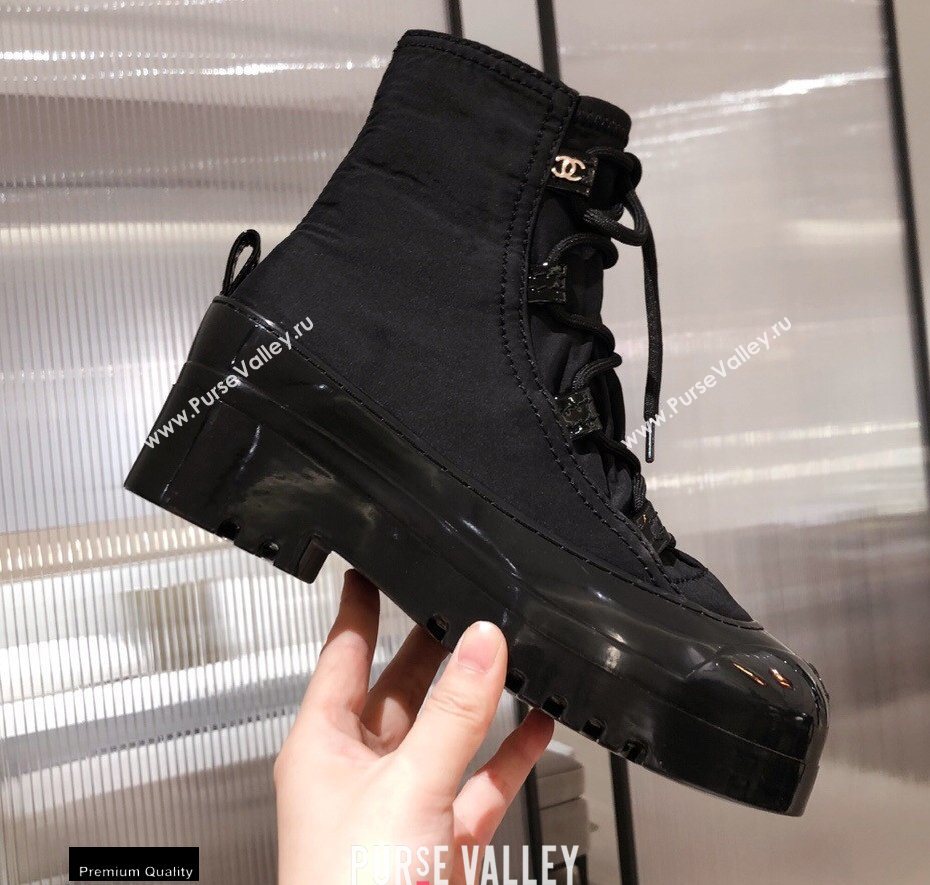 Chanel Lace-up Ankle Boots Black KL08 2020 (kaola-20112308)
