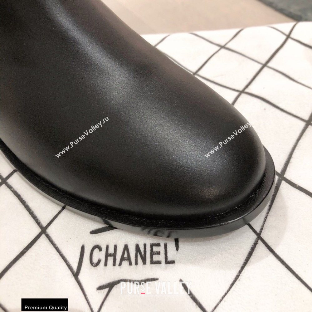 Chanel Leather Ankle Boots CC Logo Black KL04 2020 (kaola-20112304)