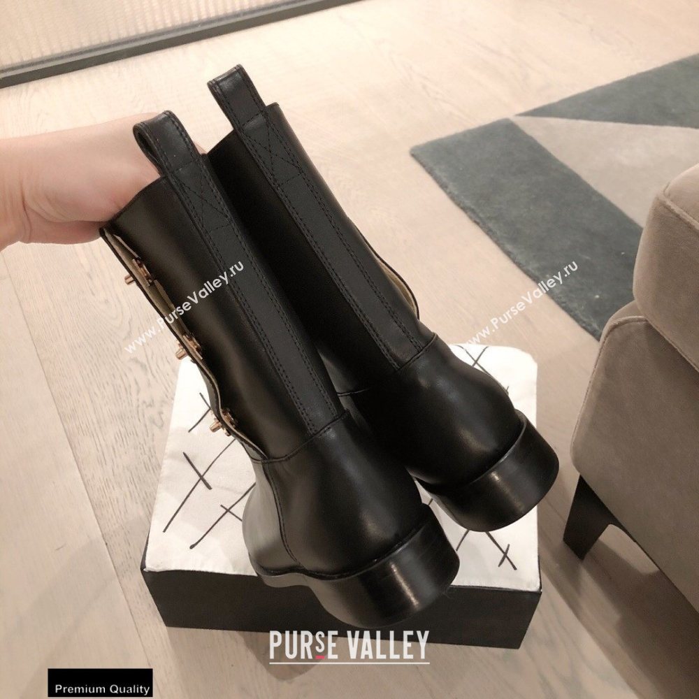 Chanel Leather Ankle Boots CC Logo Black KL04 2020 (kaola-20112304)