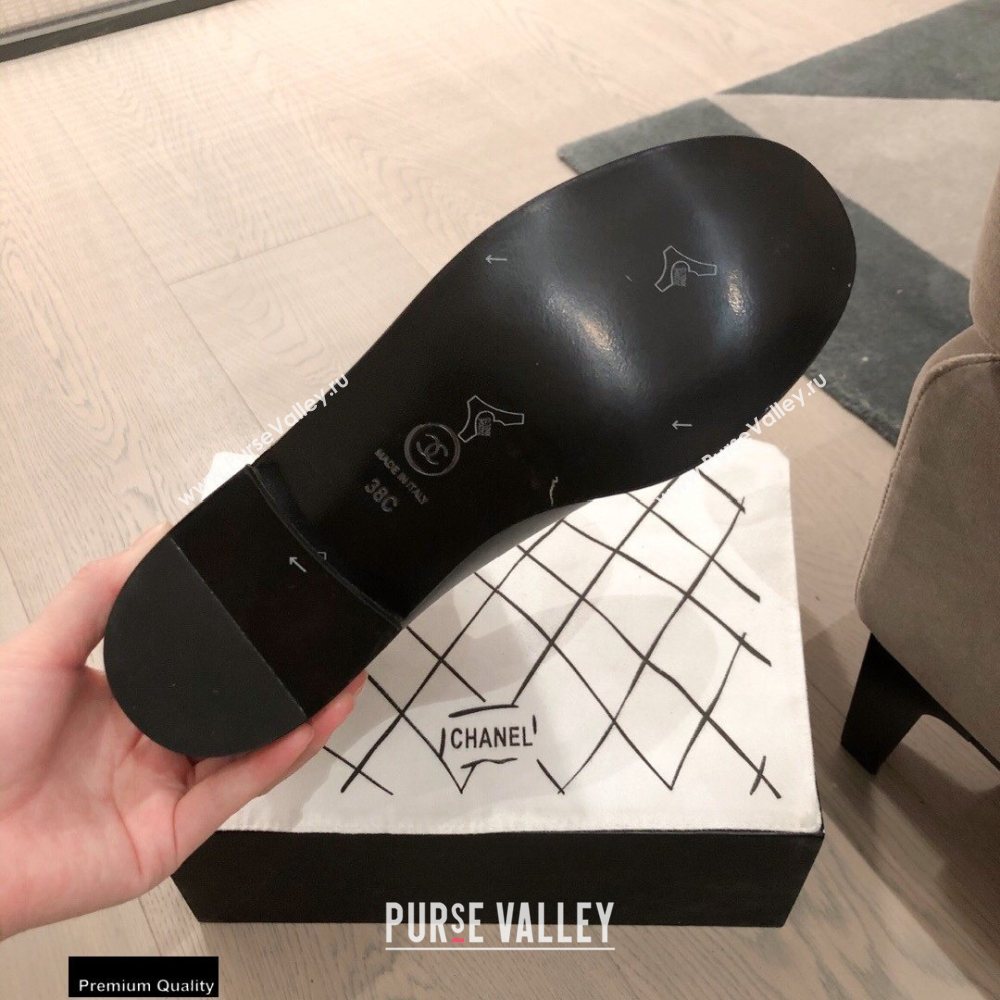 Chanel Leather Ankle Boots CC Logo Black KL04 2020 (kaola-20112304)