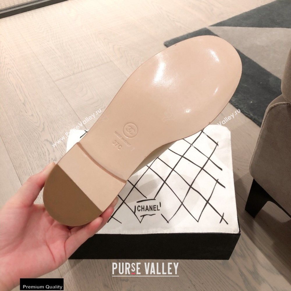 Chanel Leather Ankle Boots CC Logo Beige KL05 2020 (kaola-20112305)