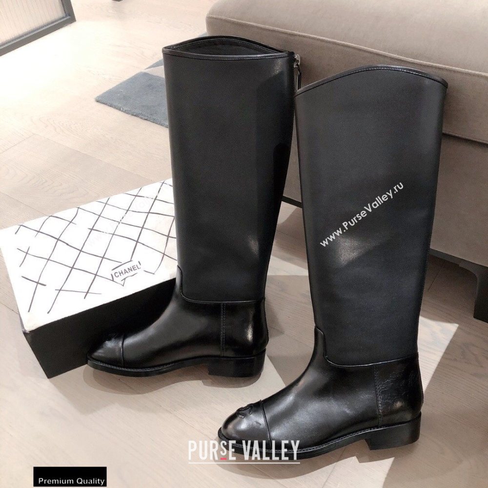 Chanel Leather High Boots Black KL03 2020 (kaola-20112303)