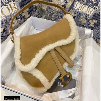 Dior Camel-Colored Shearling Saddle Bag 2020 (vivi-20112515)