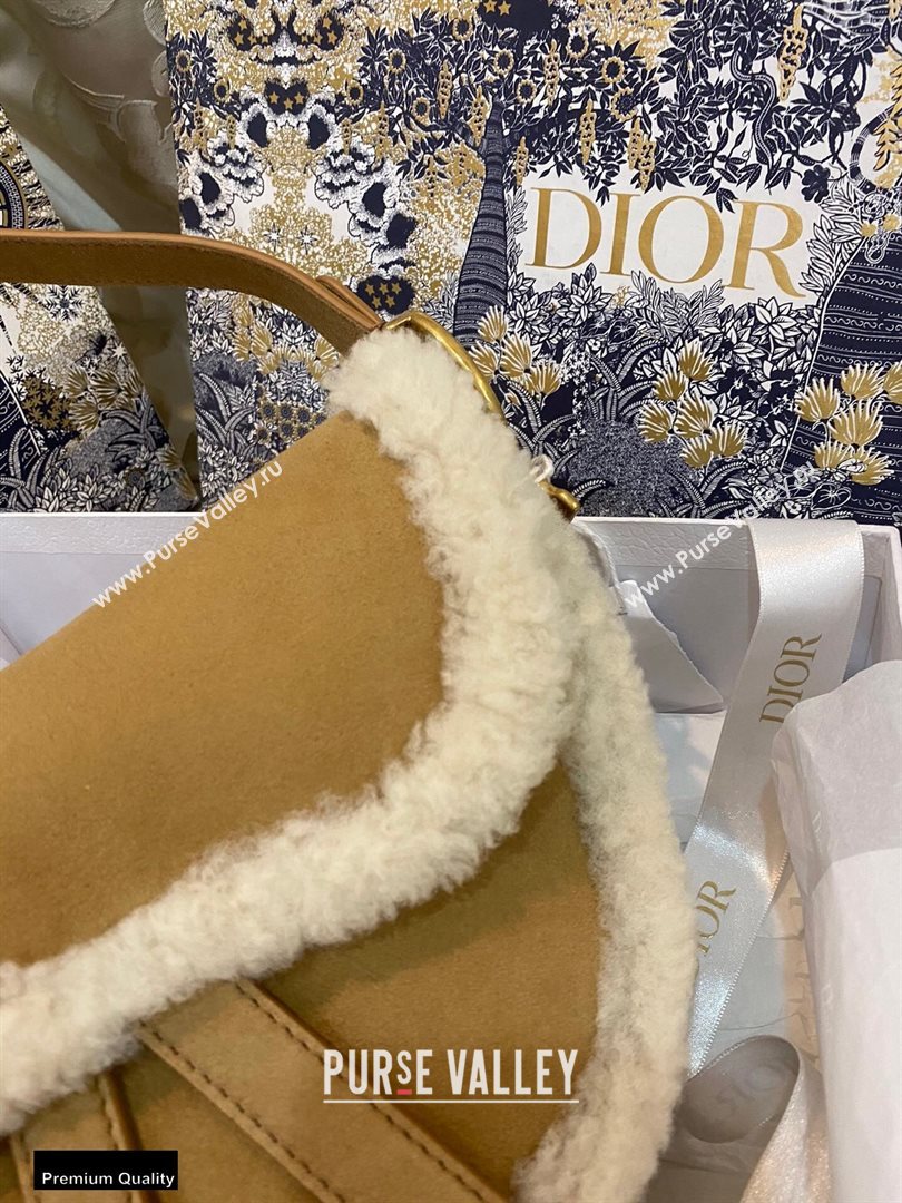 Dior Camel-Colored Shearling Saddle Bag 2020 (vivi-20112515)