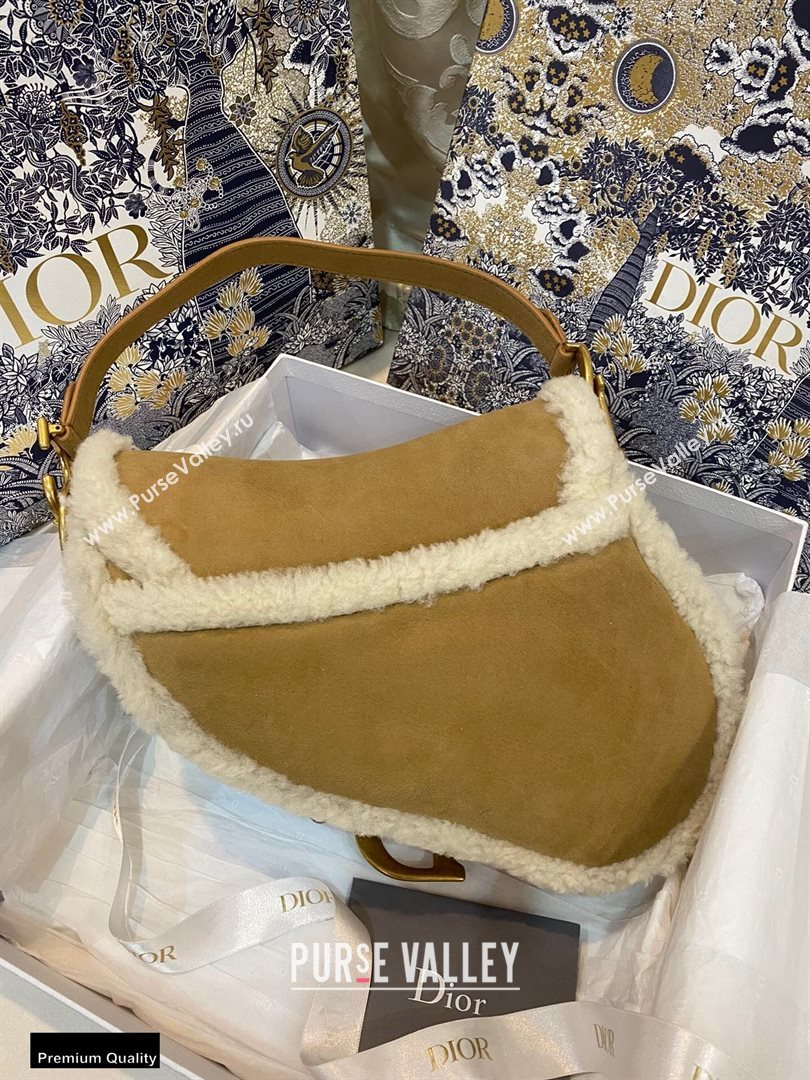 Dior Camel-Colored Shearling Saddle Bag 2020 (vivi-20112515)