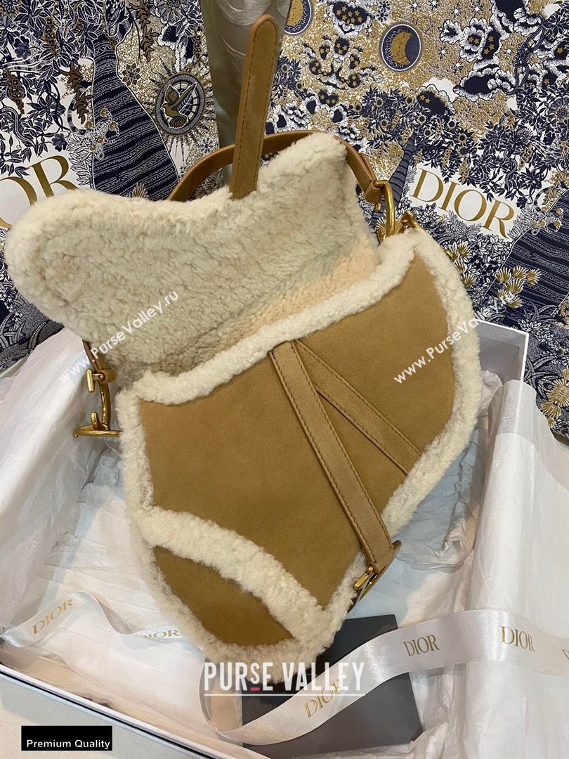 Dior Camel-Colored Shearling Saddle Bag 2020 (vivi-20112515)