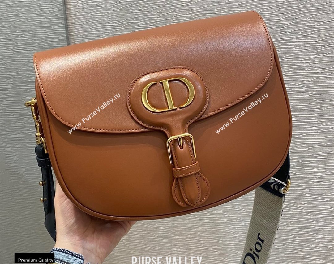 Dior Large Bobby Bag Bag in Box Calfskin Dark Tan 2020 (vivi-20112501)