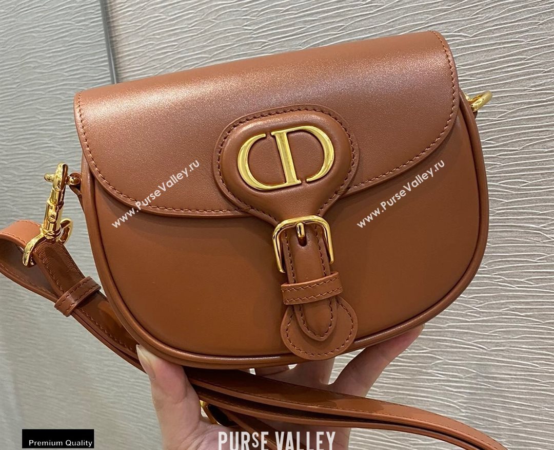Dior Small Bobby Bag Bag in Box Calfskin Dark Tan 2020 (vivi-20112503)
