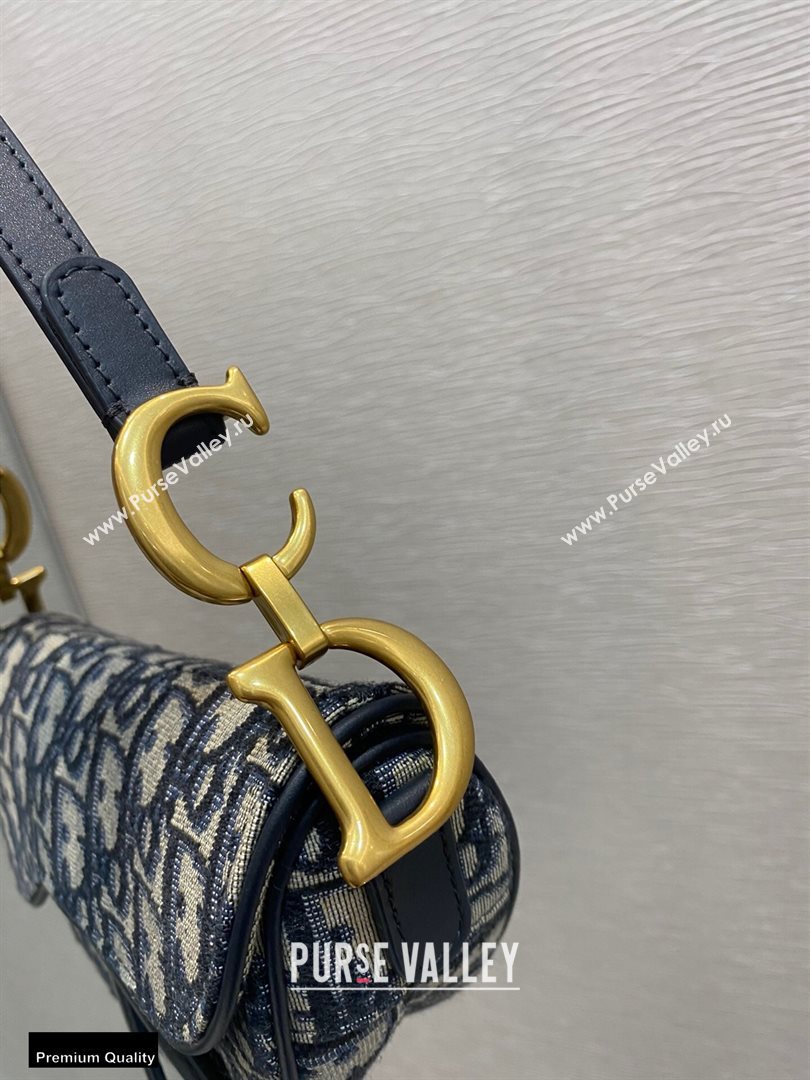 Dior Mini Saddle Bag in Oblique Jacquard Blue (vivi-20112509)