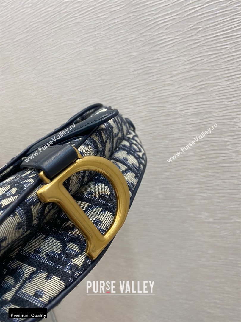 Dior Mini Saddle Bag in Oblique Jacquard Blue (vivi-20112509)