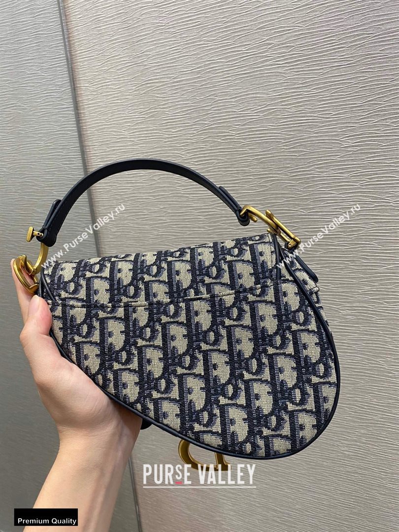Dior Mini Saddle Bag in Oblique Jacquard Blue (vivi-20112509)