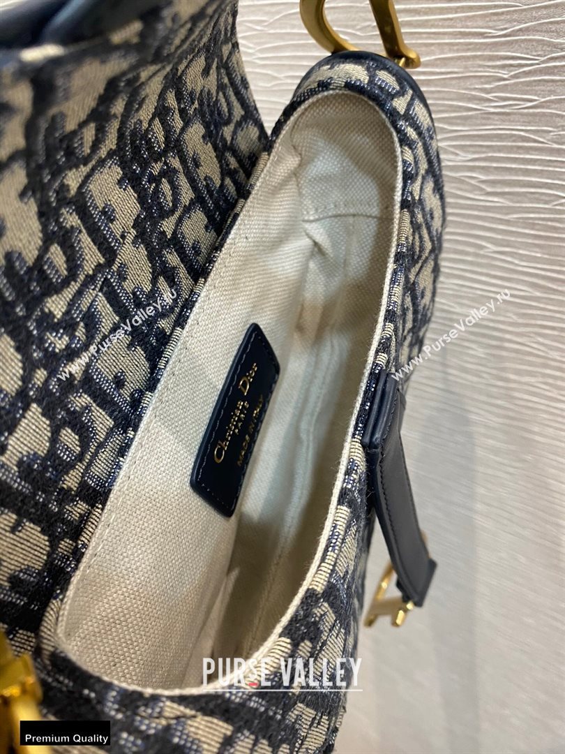 Dior Mini Saddle Bag in Oblique Jacquard Blue (vivi-20112509)