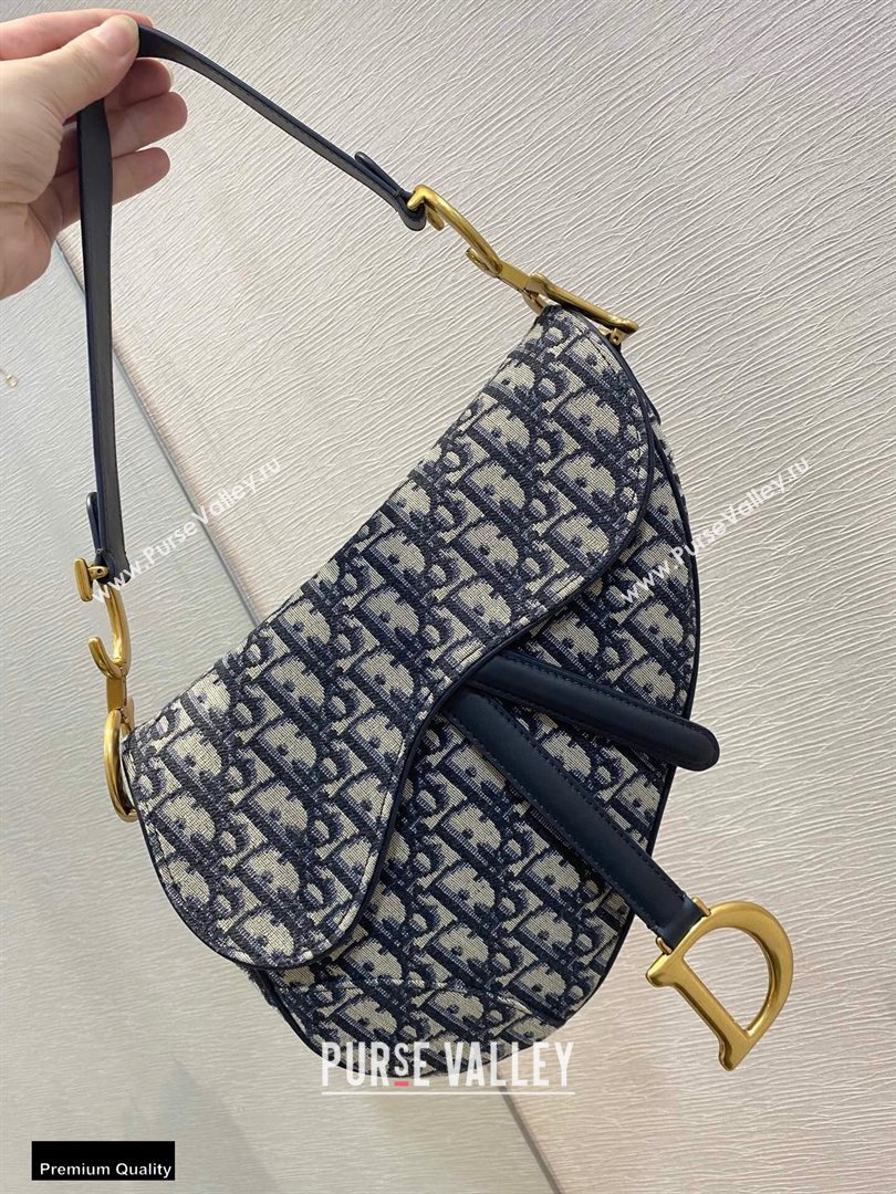 Dior Saddle Bag in Oblique Jacquard Blue (vivi-20112508)