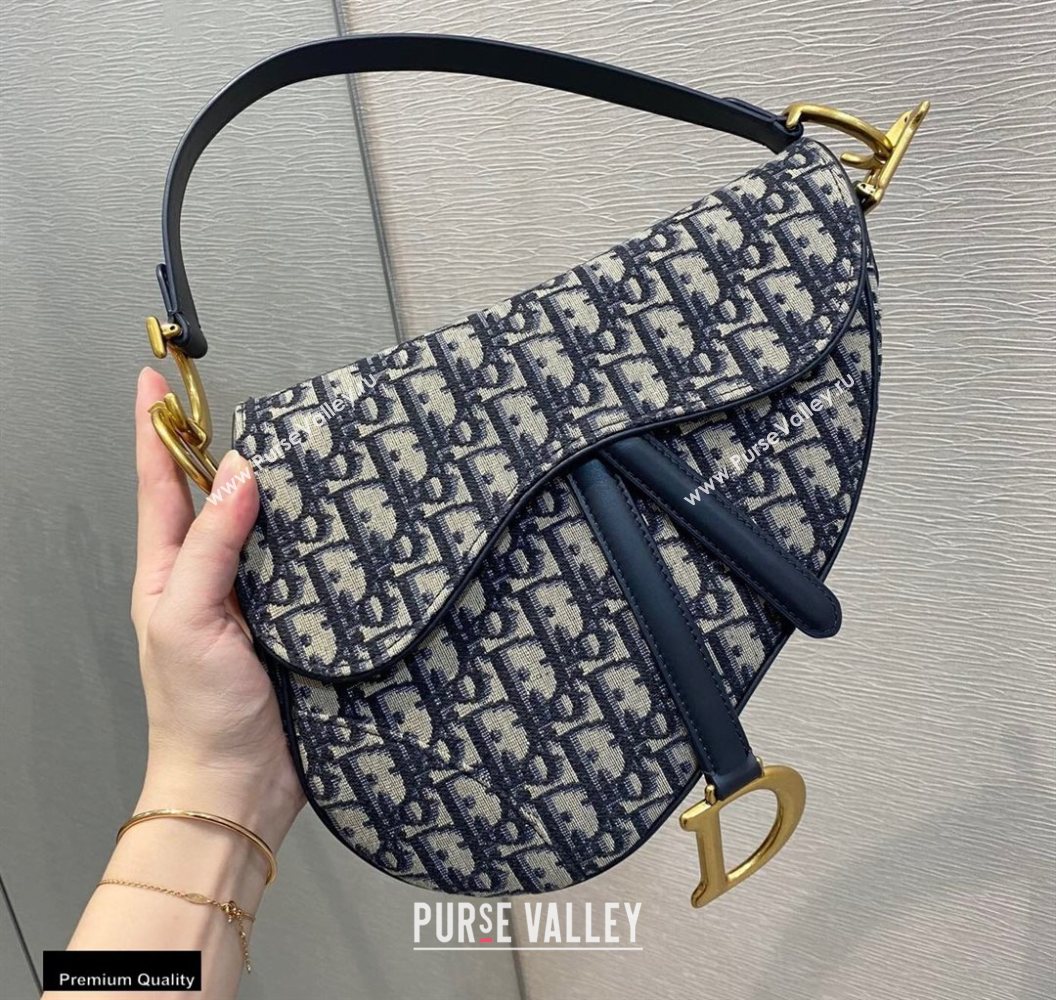 Dior Saddle Bag in Oblique Jacquard Blue (vivi-20112508)