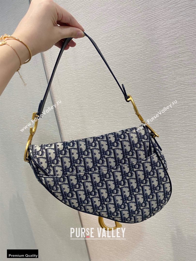 Dior Saddle Bag in Oblique Jacquard Blue (vivi-20112508)