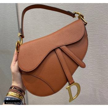 Dior Saddle Bag in Grained Calfskin Dark Tan 2020 (vivi-20112512)