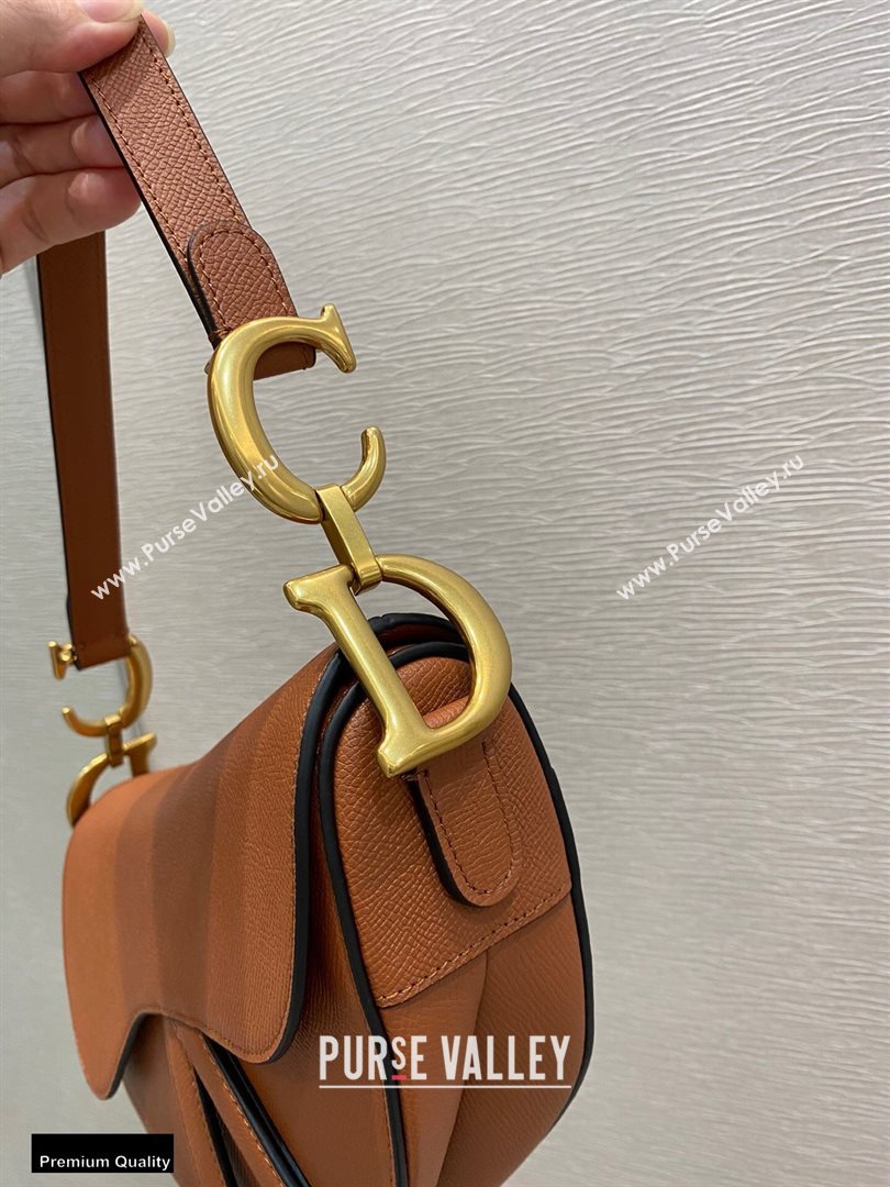 Dior Saddle Bag in Grained Calfskin Dark Tan 2020 (vivi-20112512)
