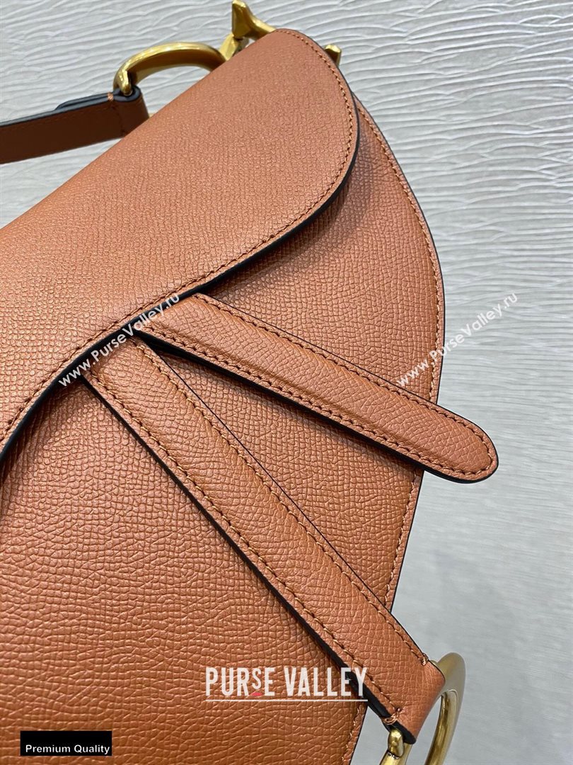 Dior Saddle Bag in Grained Calfskin Dark Tan 2020 (vivi-20112512)