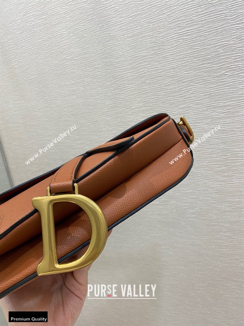 Dior Saddle Bag in Grained Calfskin Dark Tan 2020 (vivi-20112512)