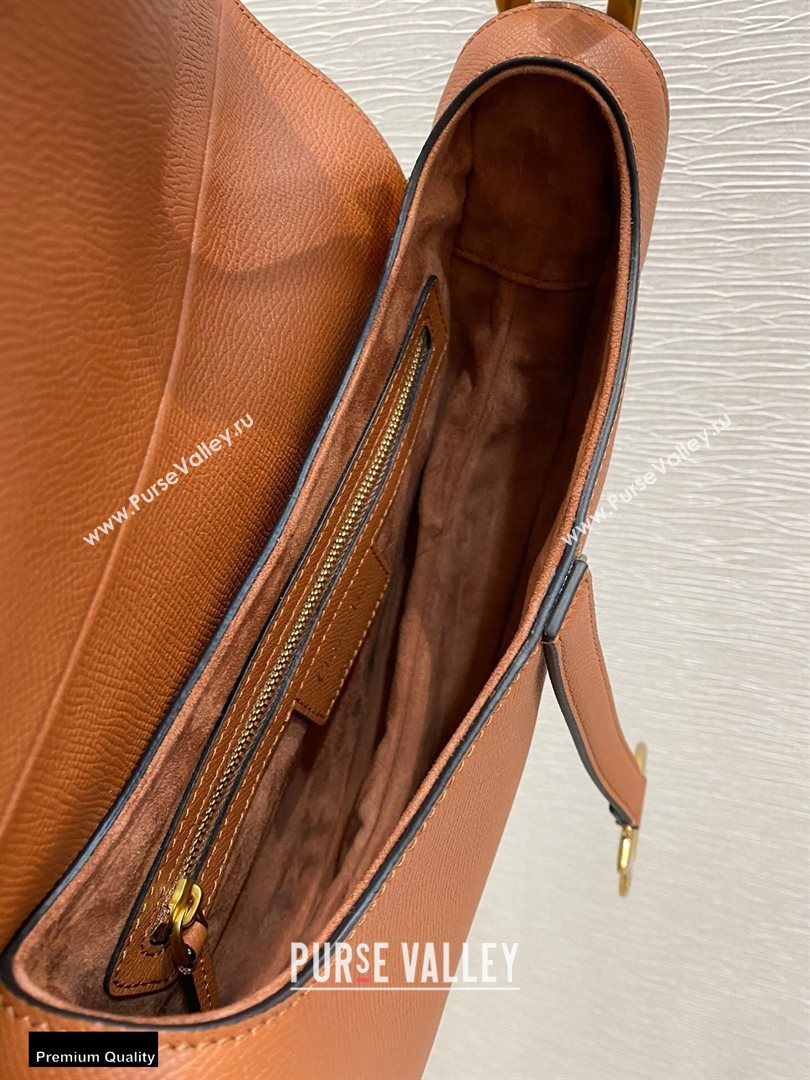 Dior Saddle Bag in Grained Calfskin Dark Tan 2020 (vivi-20112512)