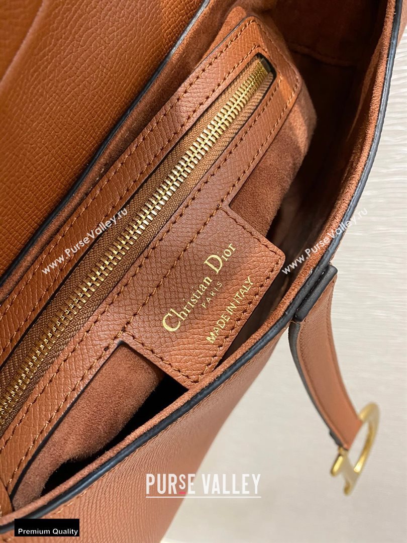 Dior Saddle Bag in Grained Calfskin Dark Tan 2020 (vivi-20112512)