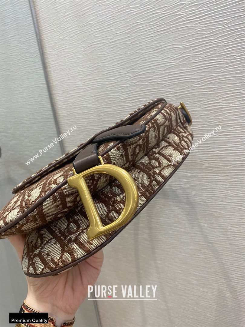 Dior Mini Saddle Bag in Oblique Jacquard Brown (vivi-20112511)