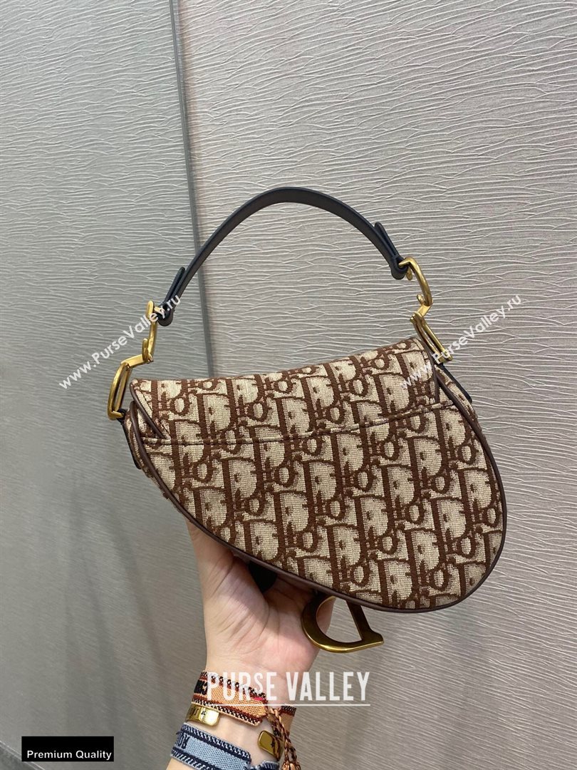 Dior Mini Saddle Bag in Oblique Jacquard Brown (vivi-20112511)