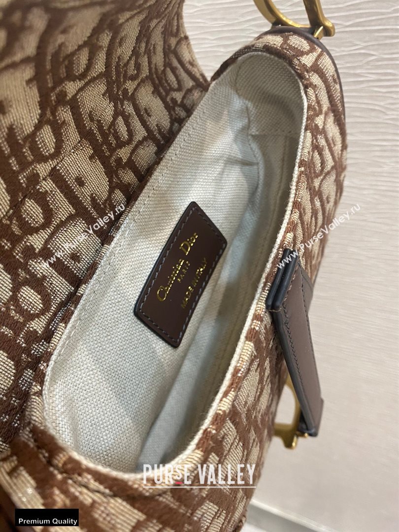 Dior Mini Saddle Bag in Oblique Jacquard Brown (vivi-20112511)