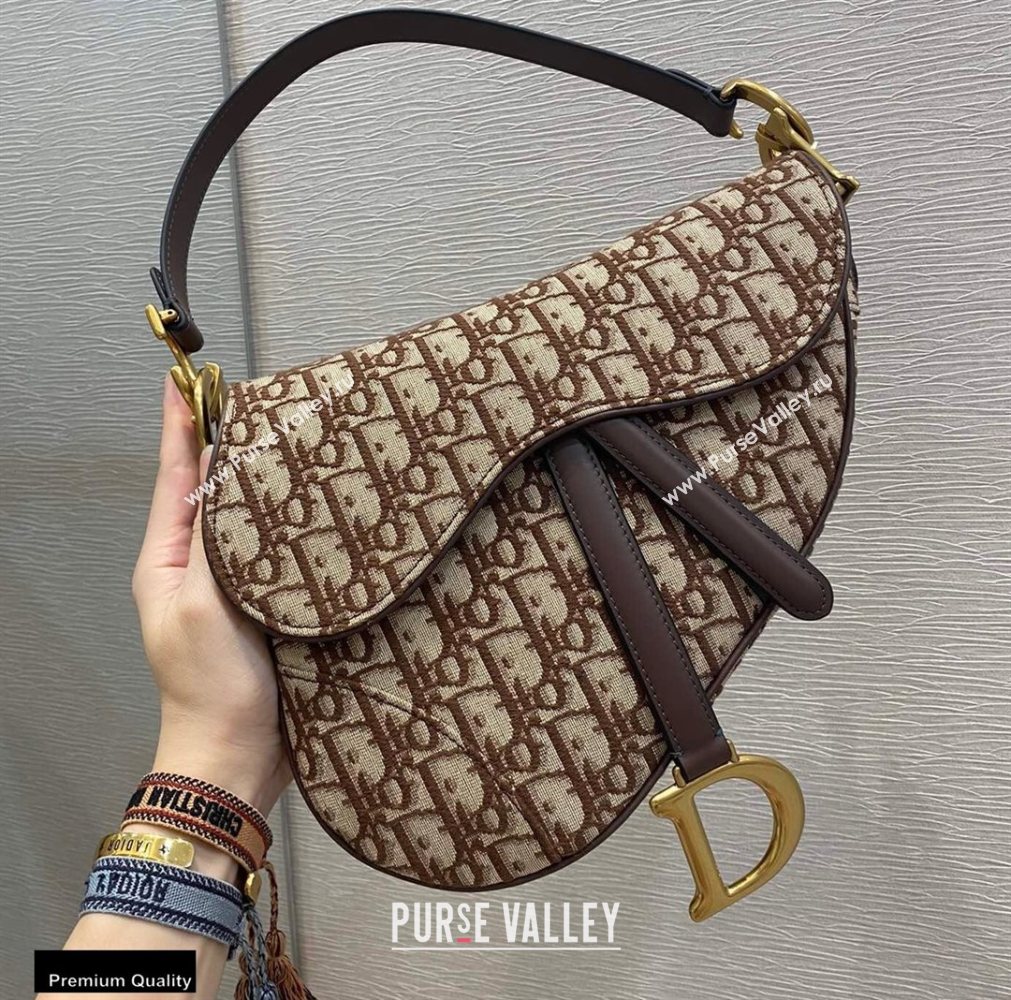Dior Saddle Bag in Oblique Jacquard Brown (vivi-20112510)