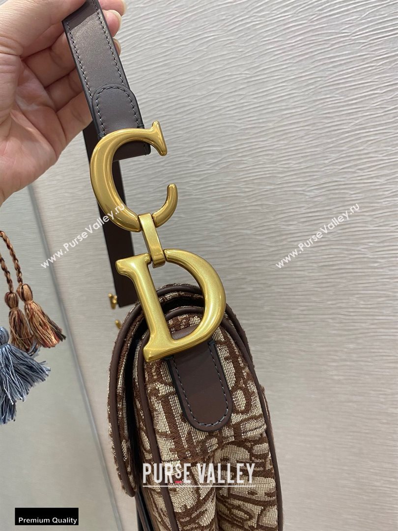 Dior Saddle Bag in Oblique Jacquard Brown (vivi-20112510)