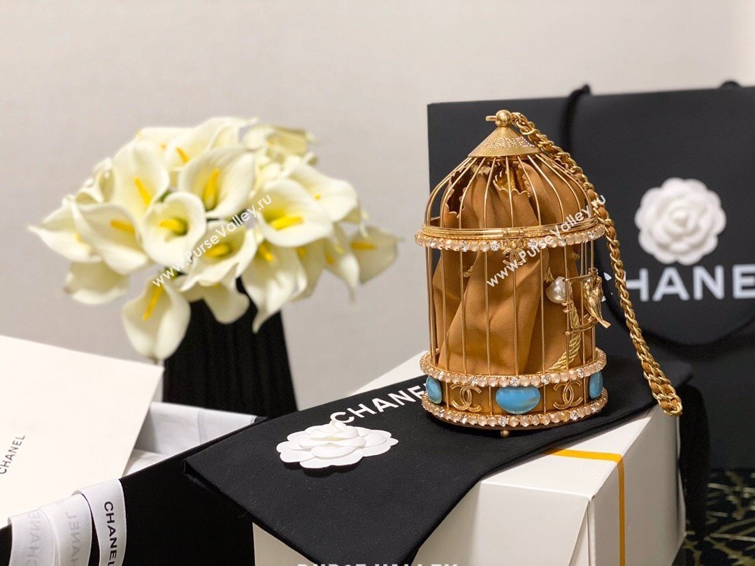 Chanel Lambskin Enamel and Strass Birdcage Evening Bag AS1941 Gold/Beige 2020 (jiyuan-20112660)