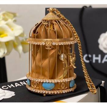 Chanel Lambskin Enamel and Strass Birdcage Evening Bag AS1941 Gold/Beige 2020 (jiyuan-20112660)