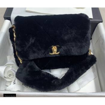 Chanel Shearling Lambskin Flap Bag AS2240 Black 2020 (jiyuan-20112634)