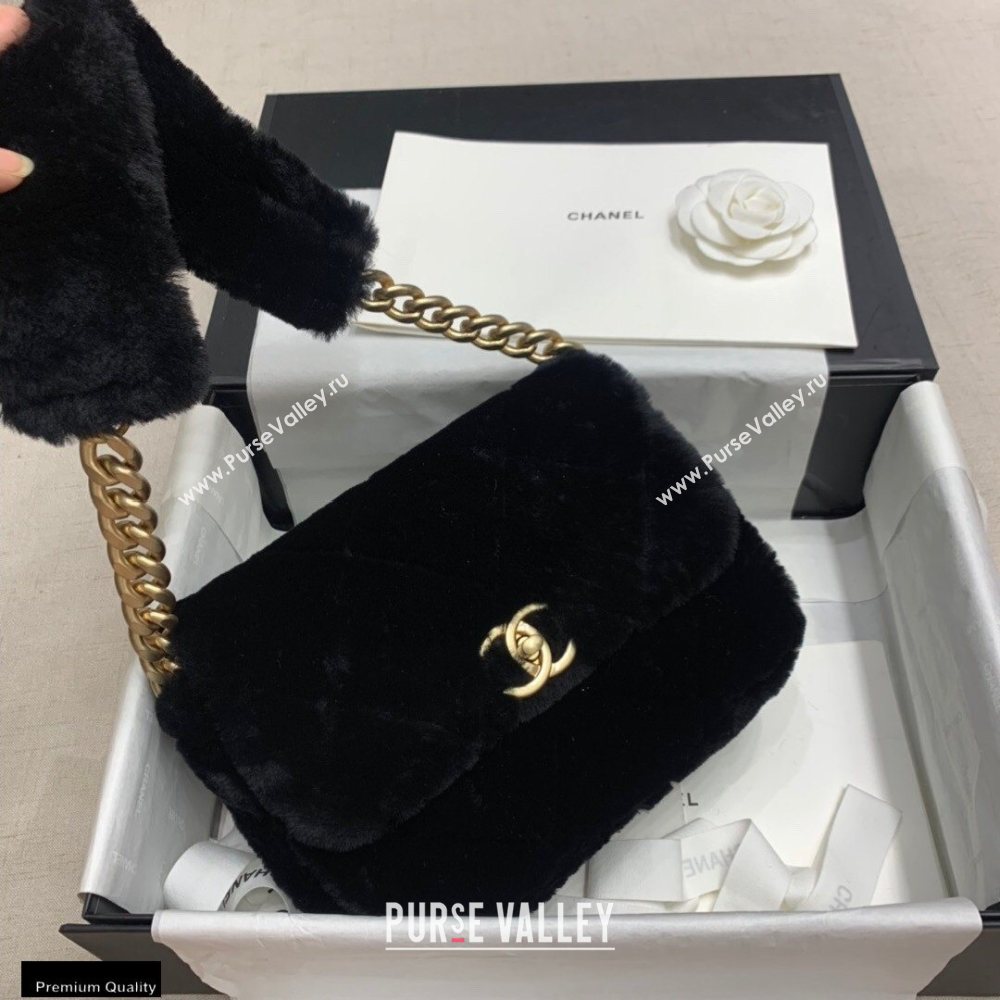 Chanel Shearling Lambskin Flap Bag AS2240 Black 2020 (jiyuan-20112634)