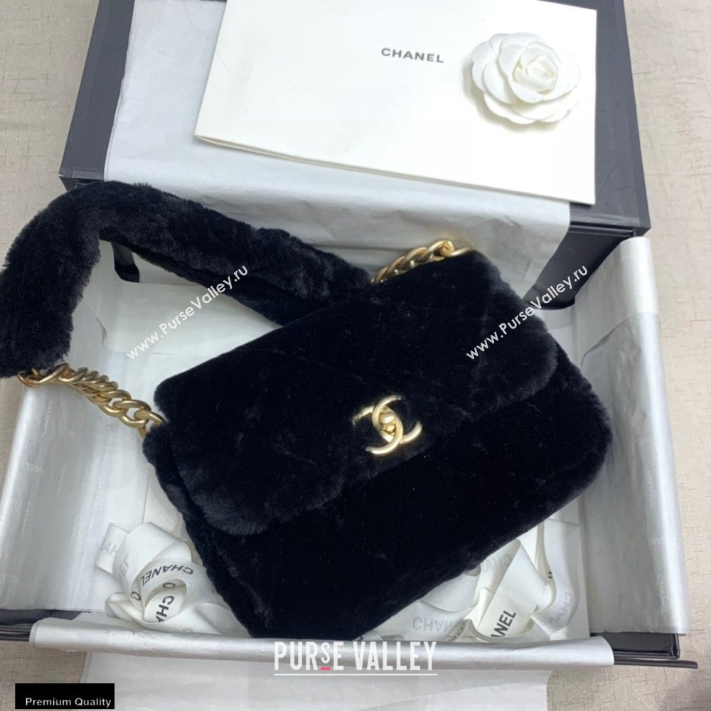 Chanel Shearling Lambskin Flap Bag AS2240 Black 2020 (jiyuan-20112634)