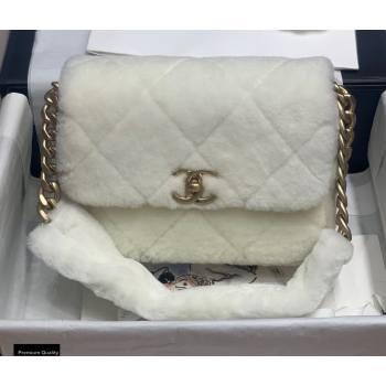 Chanel Shearling Lambskin Flap Bag AS2240 White 2020 (jiyuan-20112635)