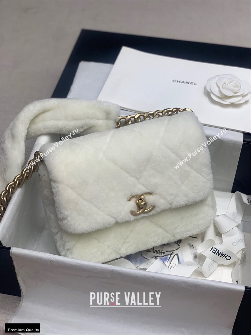 Chanel Shearling Lambskin Flap Bag AS2240 White 2020 (jiyuan-20112635)